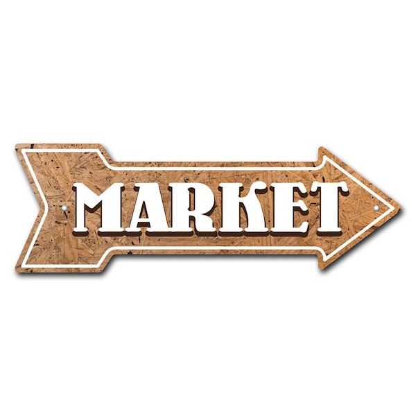Signmission Market Arrow Sign Funny Home Decor 30in Wide P-ARROW10-999752 - main